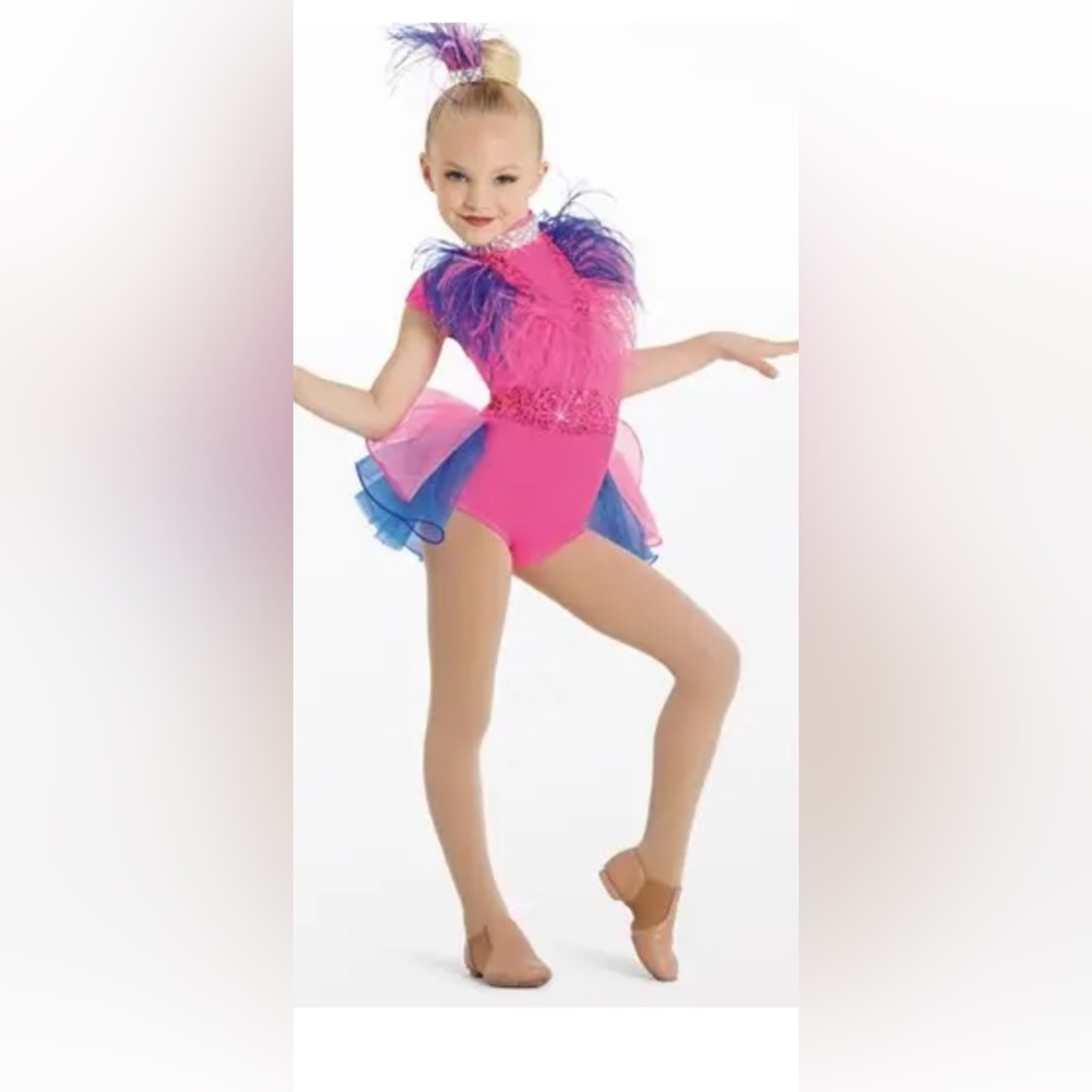 Weissman Pink and Blue Feathered Dance Costume